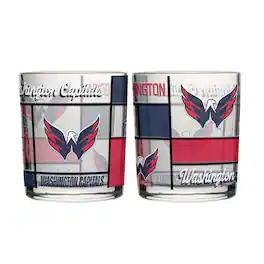 Logo Brands - Washington Capitals 12oz. Quilted Stained Two-Pack Rocks Glass Set - Multicolor