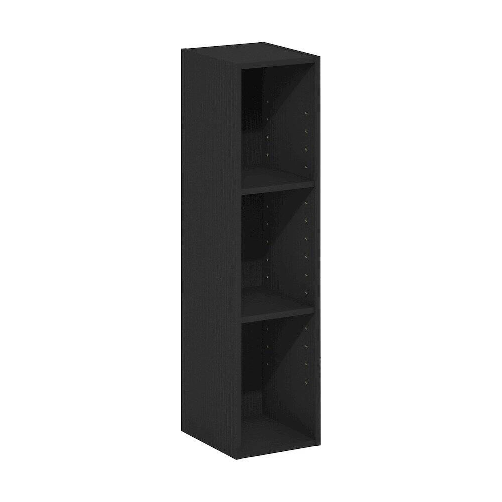 Left. Furinno - FULDA Book Shelf, 3-Tier Narrow Storage Cabinet, Bookcase with 8-In Width Storage Shelf, 9.3 x 7.9 x 31.5 - Blackwood.