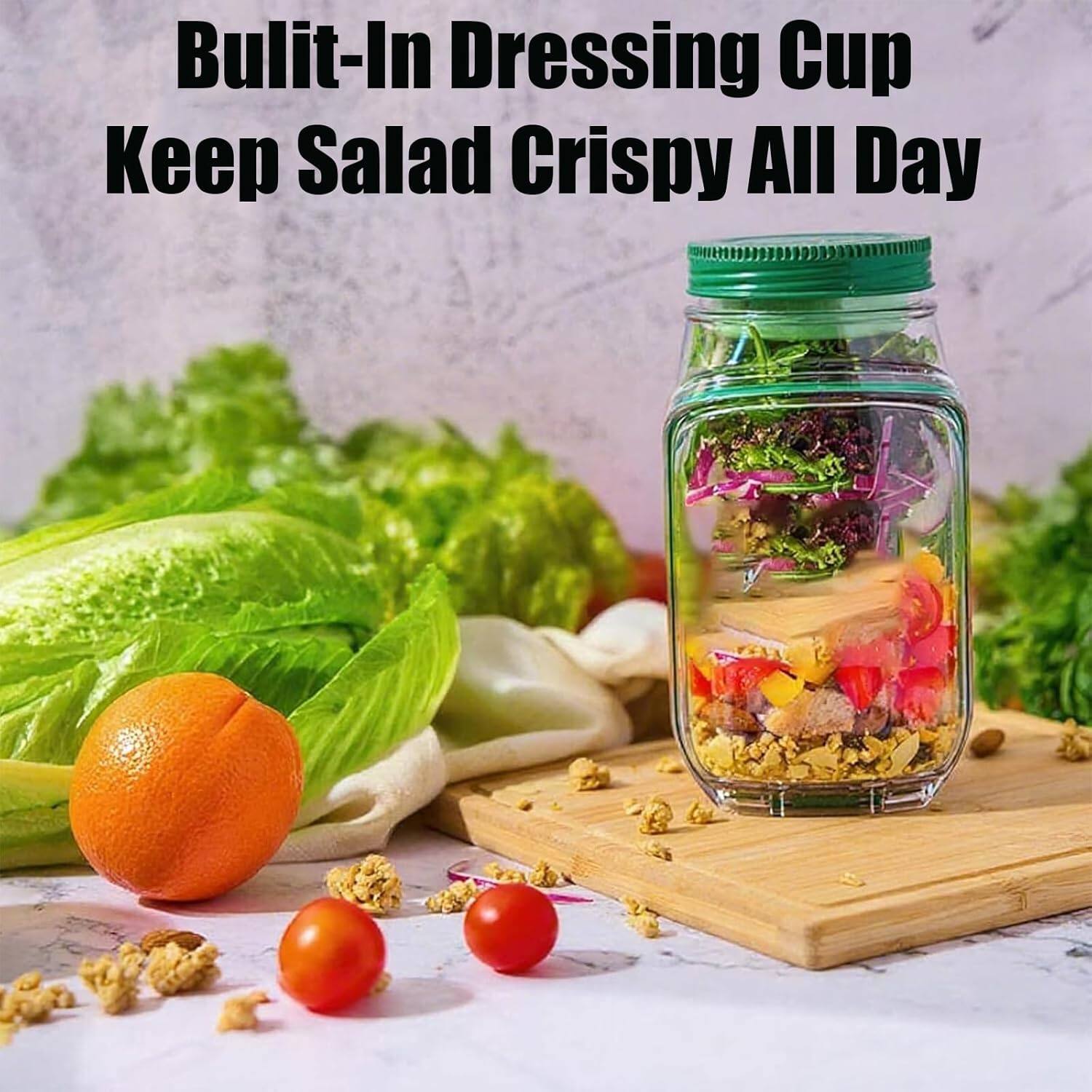 Built-In Dressing Cup Keep Salad Crispy All Day