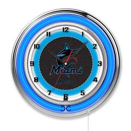 Holland Bar Stool Co. - Miami Marlins 19" Double Neon Wall Clock - Multicolor
