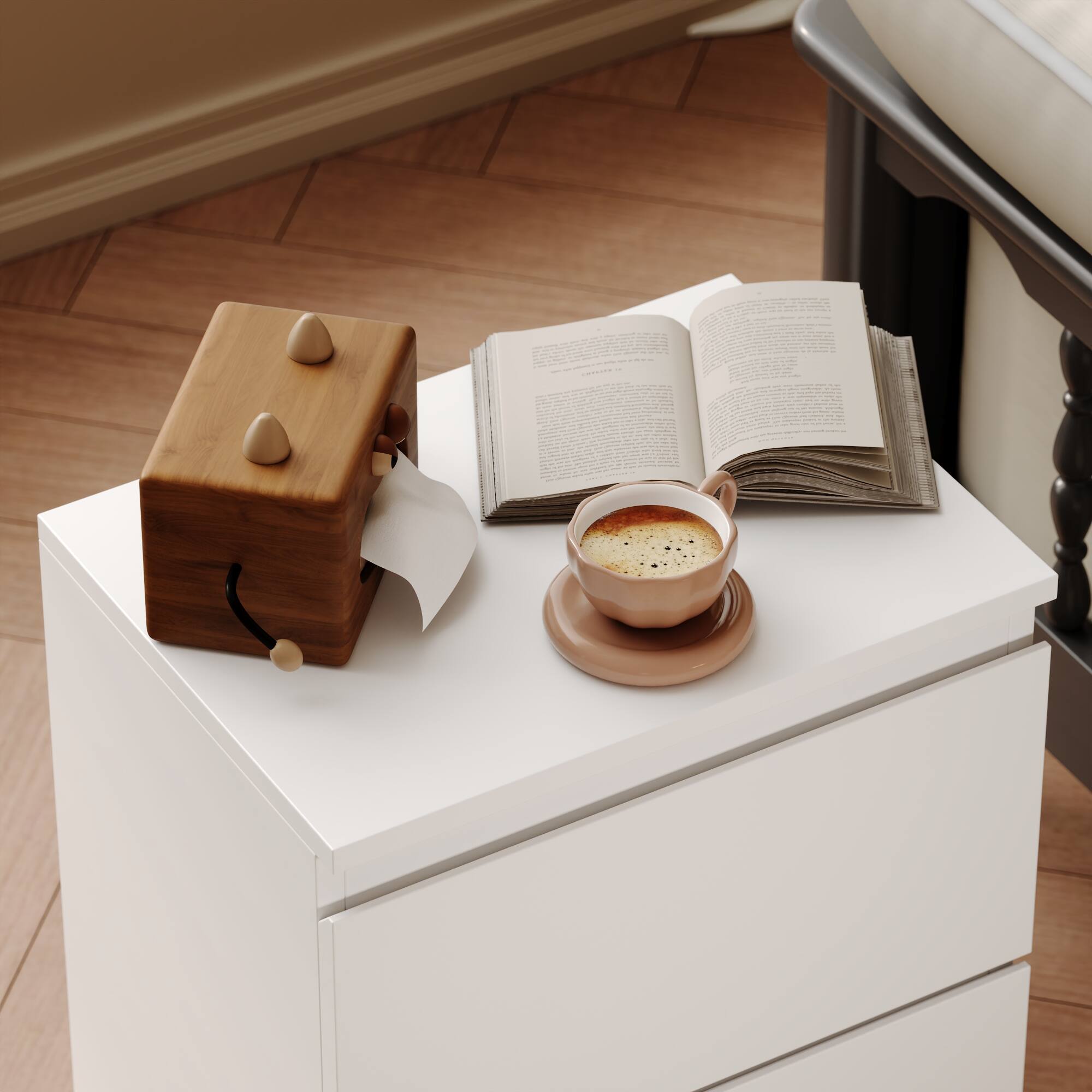 Alt View 1. FUFU & GAGA - FUFU&GAGA  Modern 2 - Drawer Nightstand: Minimalist Bedroom Storage Solution - White.