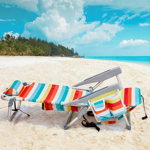 Alt View 5. Winado - Backpack Beach Camping Chair Folding Adjustable Heavy Duty Aluminum with Cup Holder, Towel Bar for Outdoor Beach Camping - Rainbow Stripes.