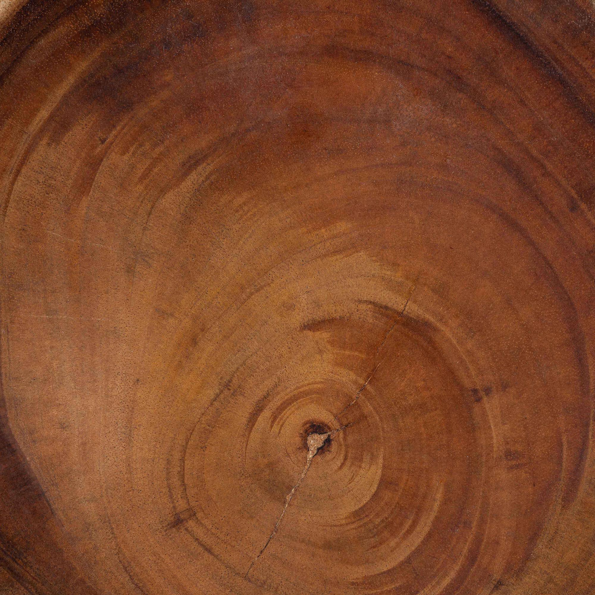 Alt View 1. bali & pari - Jia Suar Wood End Table - Handcrafted Side Table with Live Edge Round Top and Tapered Legs, Accent Furniture - Natural Brown.