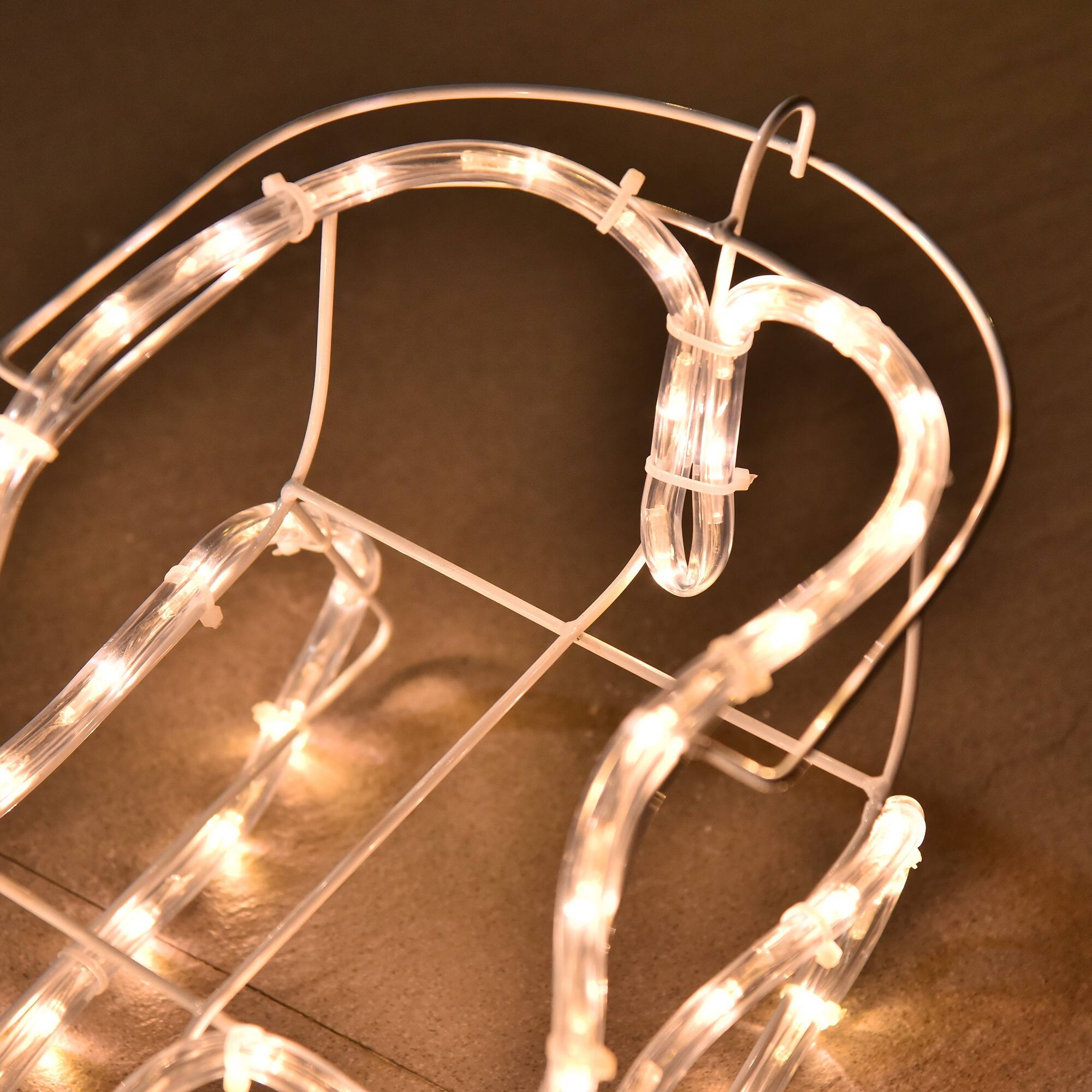 Alt View 2. Dexmalle - Dexmalle-35"LED Reindeer Sleigh Outdoor Christmas Standing Figure Decoration - White.