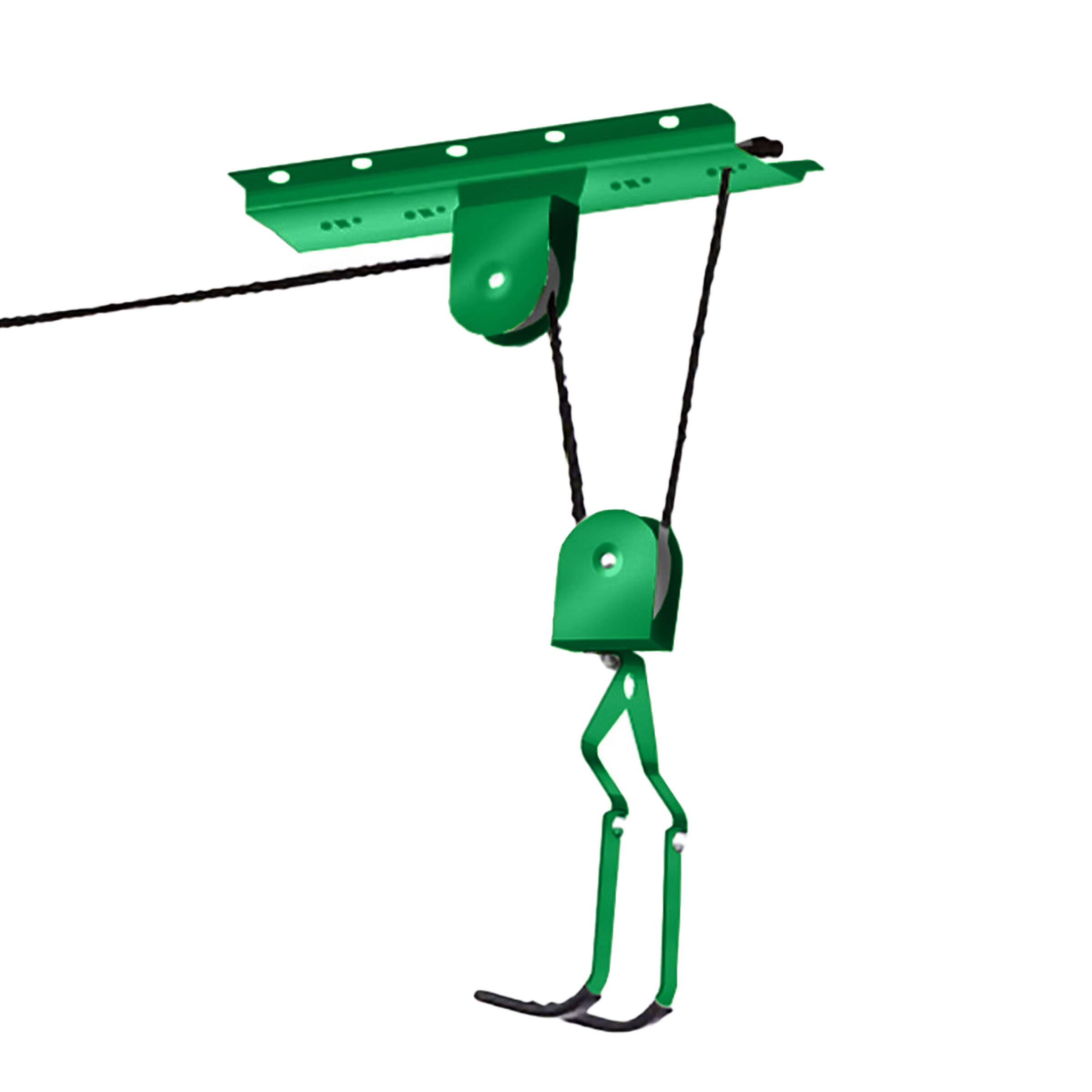 Alt View 2. RAD Sportz - 2 Bike Hoists with 100lb Capacity - Neon Green and Black.