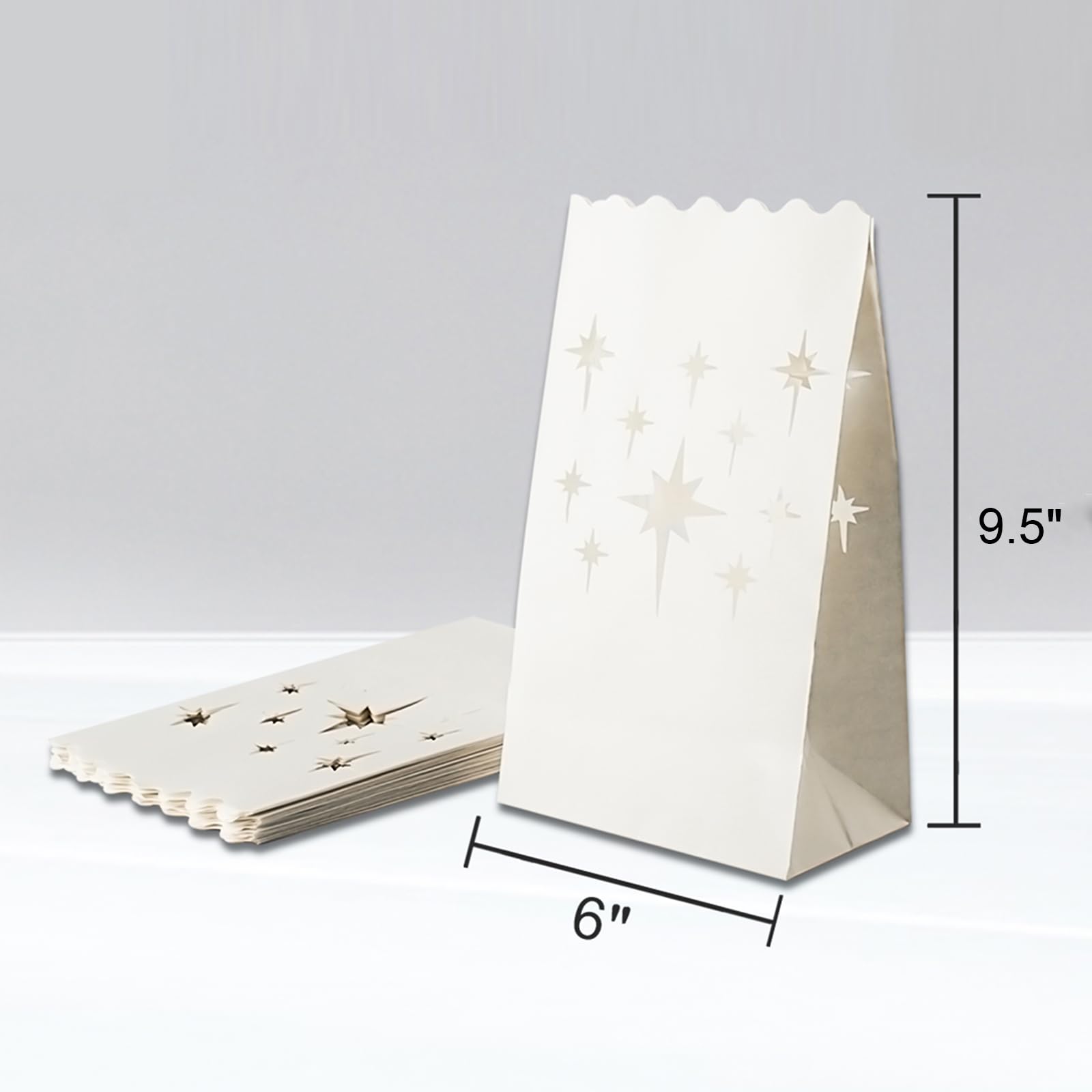 Alt View 5. Paradigms Interiors - White Luminary Bags Upgraded Moisture-proof Candle Stars Luminaries For Wedding Party Thanksgiving Christma... - 24.