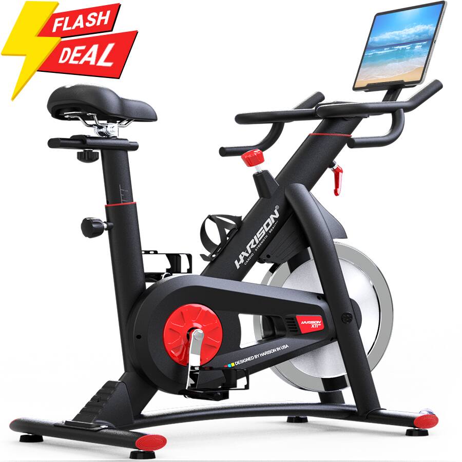 HARISON - Semi-Commerical Magnetic Exercise Bike with Bluetooth, Stationary Bikes for Home 400lbs Capacity(BBX11) - Black