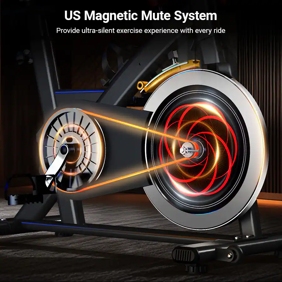 US Magnetic Mute System  
Provide ultra-silent exercise experience with every ride