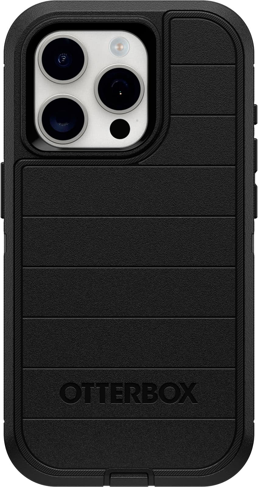 Front. OtterBox - Defender Series Pro Hard Shell for Apple iPhone 15 Pro - Black.