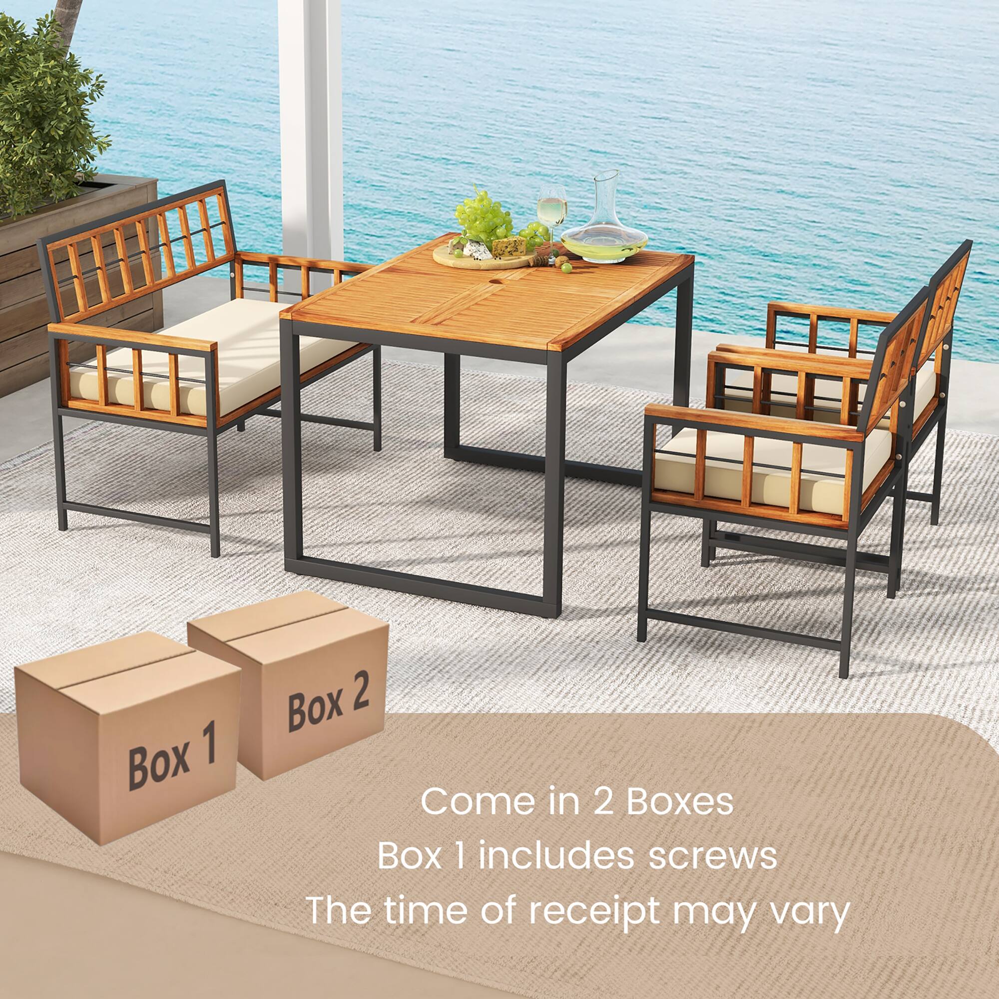 Box 1, Box 2, Come in 2 Boxes, Box 1 includes screws, The time of receipt may vary