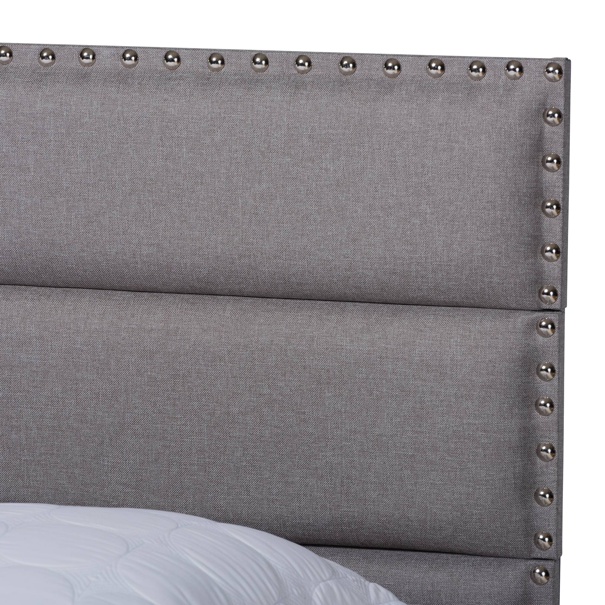 Back. Baxton Studio - Ansa Modern and Contemporary Fabric Upholstered Bed - Grey/Black.