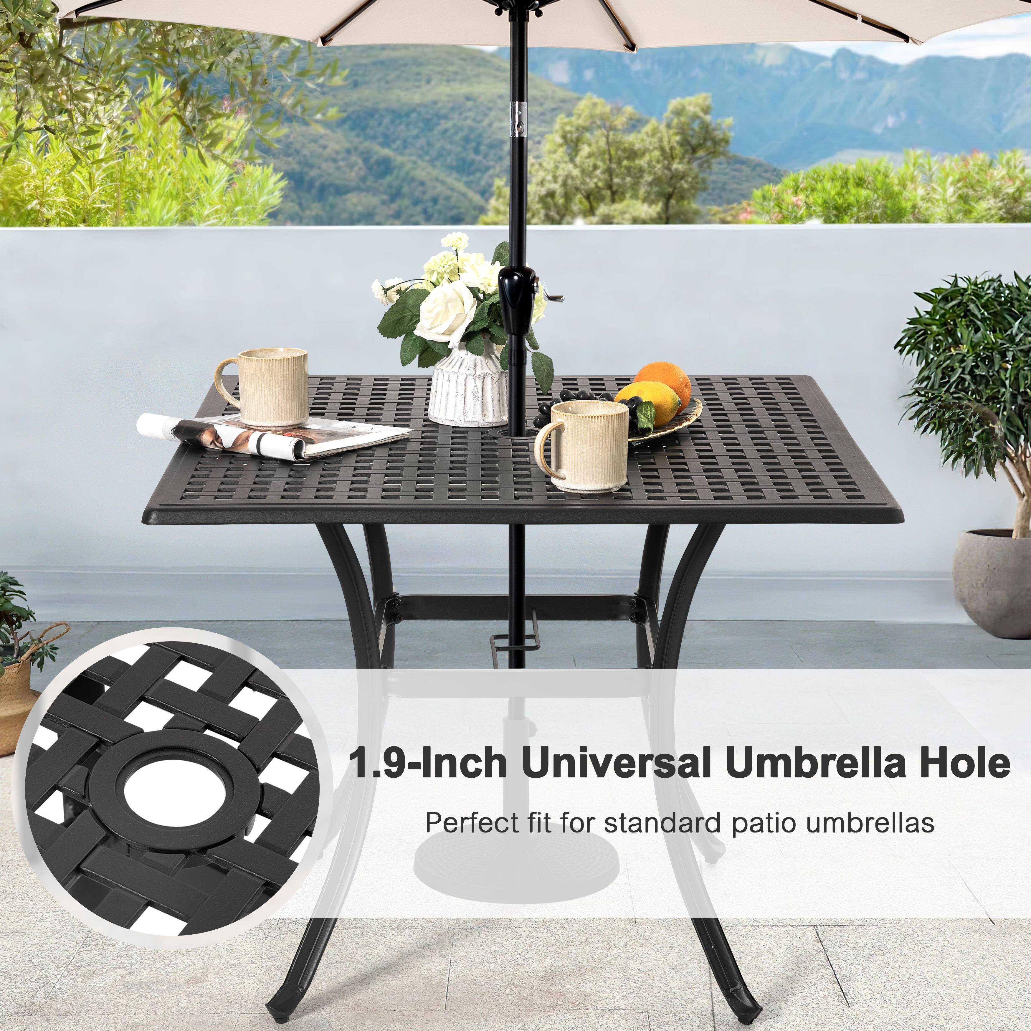 1.9-Inch Universal Umbrella Hole  
Perfect fit for standard patio umbrellas
