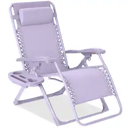 Best Choice Products - Monochromatic Zero Gravity Chair, Folding Patio Recliner w/Side Tray, Headrest - Lavender