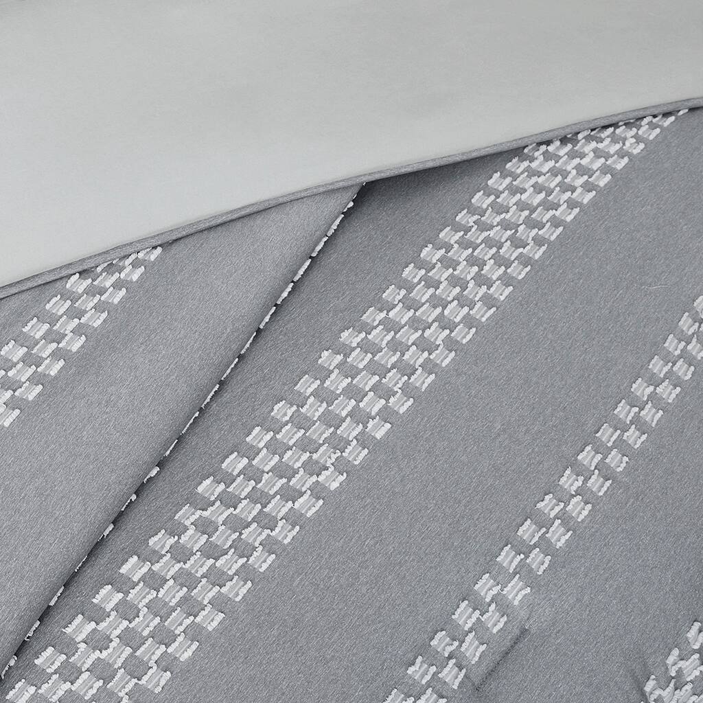 Alt View 5. Gracie Mills - Gracie Mills Robert 5-Piece Striped Clipped Jacquard Comforter Set - Gray.