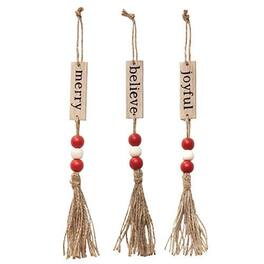 BreeBe - *Sm Tassel Ornament with Red and White Beads 3 Asstd - Multicolor