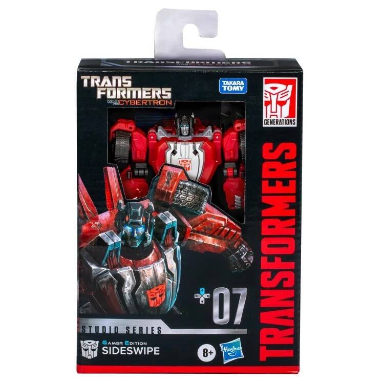 Sure, here is the corrected and grouped text from the image:

- **Transformers**
  - **Cybertron**
  - **Studio Series**
  - **Gamer Edition**
  - **Sideswipe**
  - **07**
  - **8+**
  - **Takara Tomy**
  - **Generations**
  - **Hasbro**