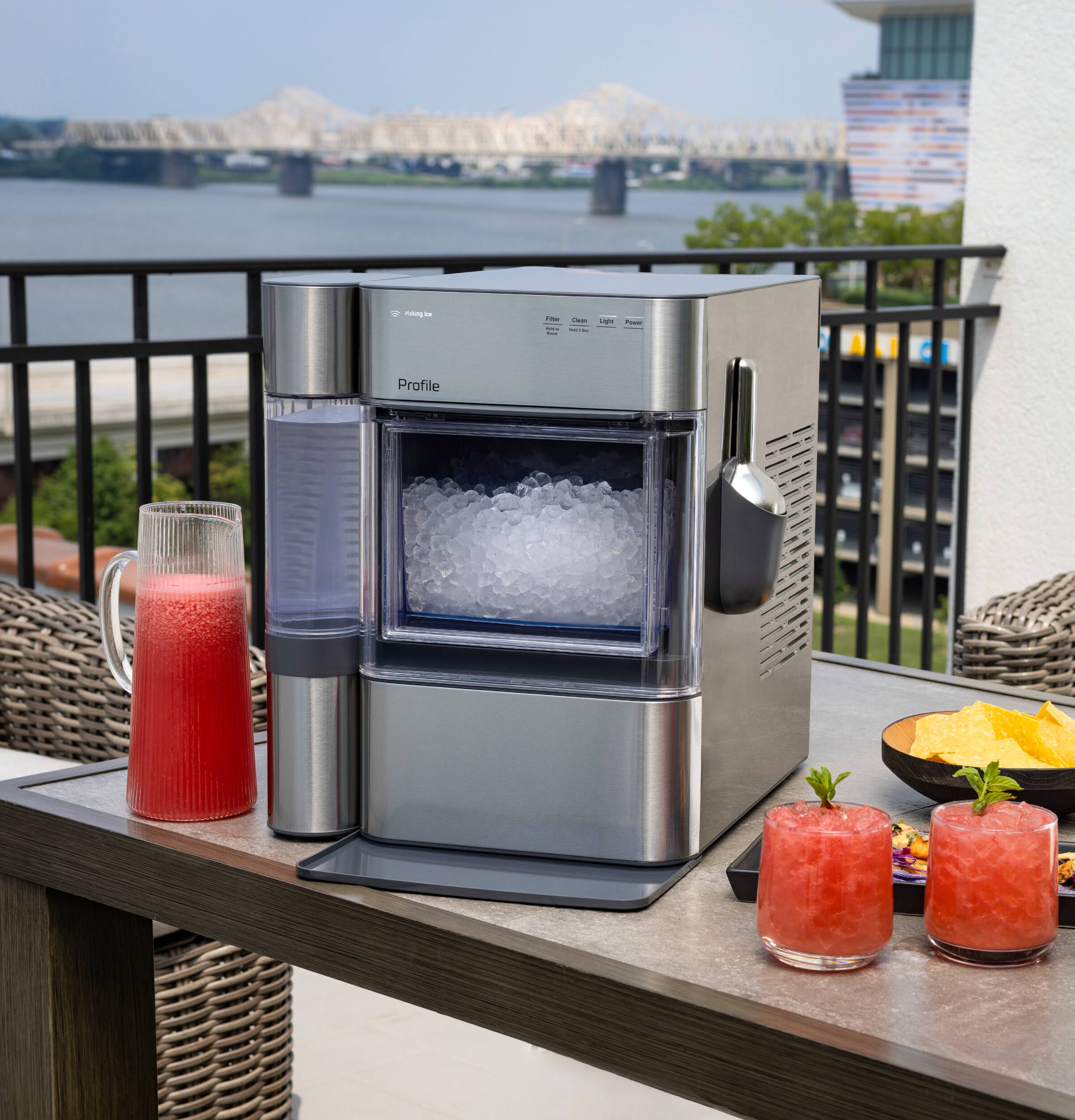 Alt View 22. GE Profile - Opal 2.0 Ultra Nugget Ice Maker with Side Tank and Scale Inhibiting Filter - Stainless Steel.