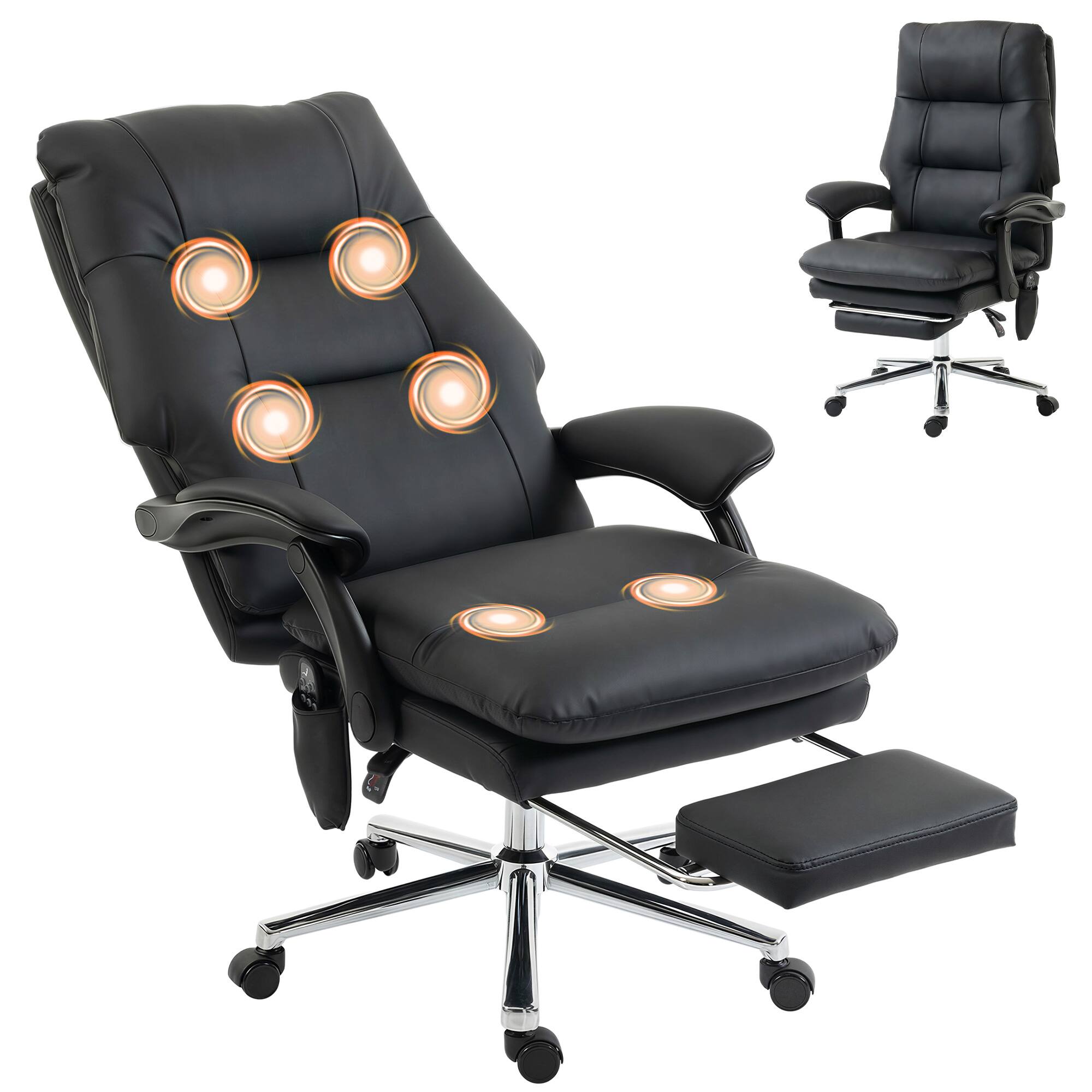 Front. Homcom - Office Chair with 6-Point Vibration - Black.