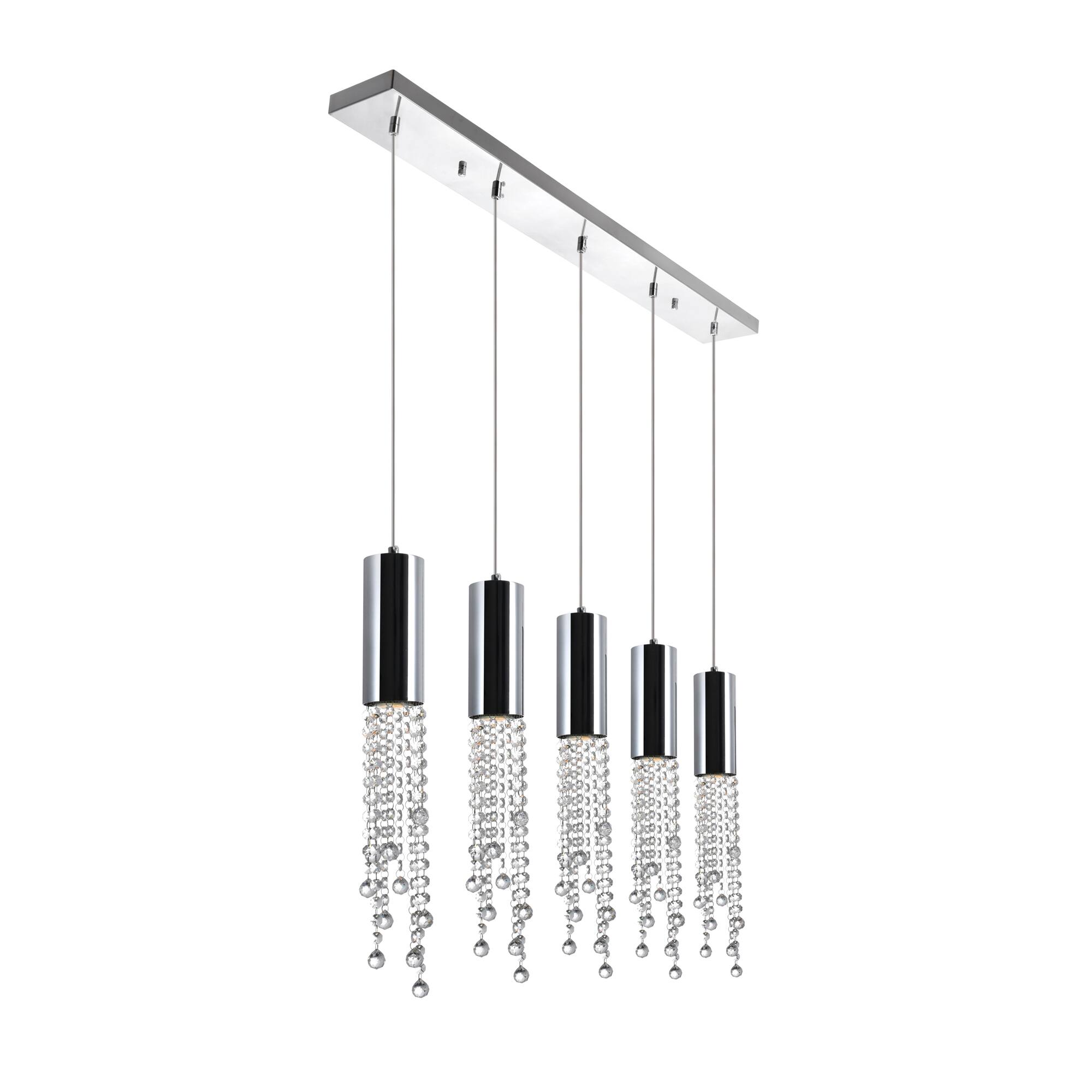 Angle. CWI Lighting - Extended 5 Light Multi Light Pendant With Chrome Finish - Chrome.