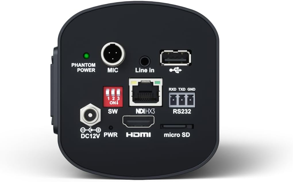 PHANTOM POWER  
MIC  
Line in  
RXD TXD GND  
1 2 3 ON  
SW  
NDIHX3  
RS232  
DC12V PWR  
HDMI  
micro SD