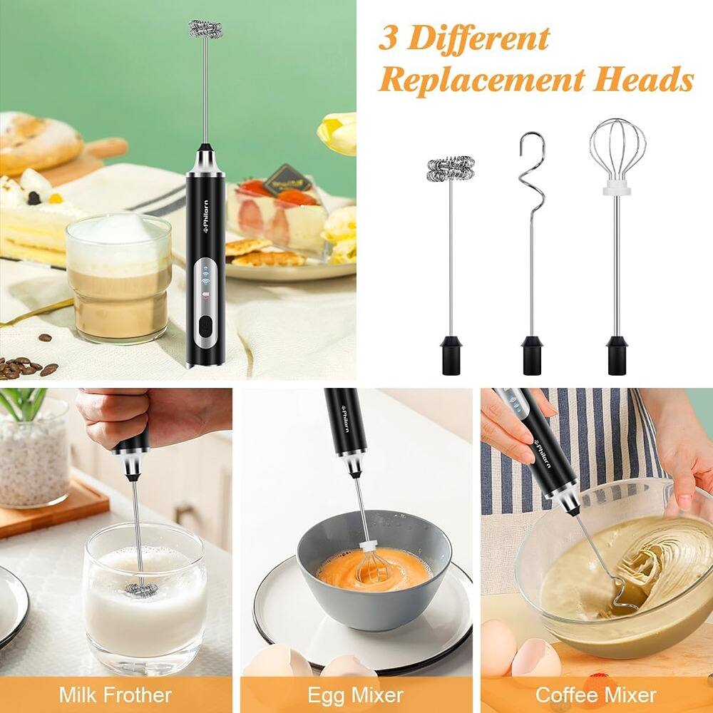 3 Different Replacement Heads

Milk Frother

Egg Mixer

Coffee Mixer