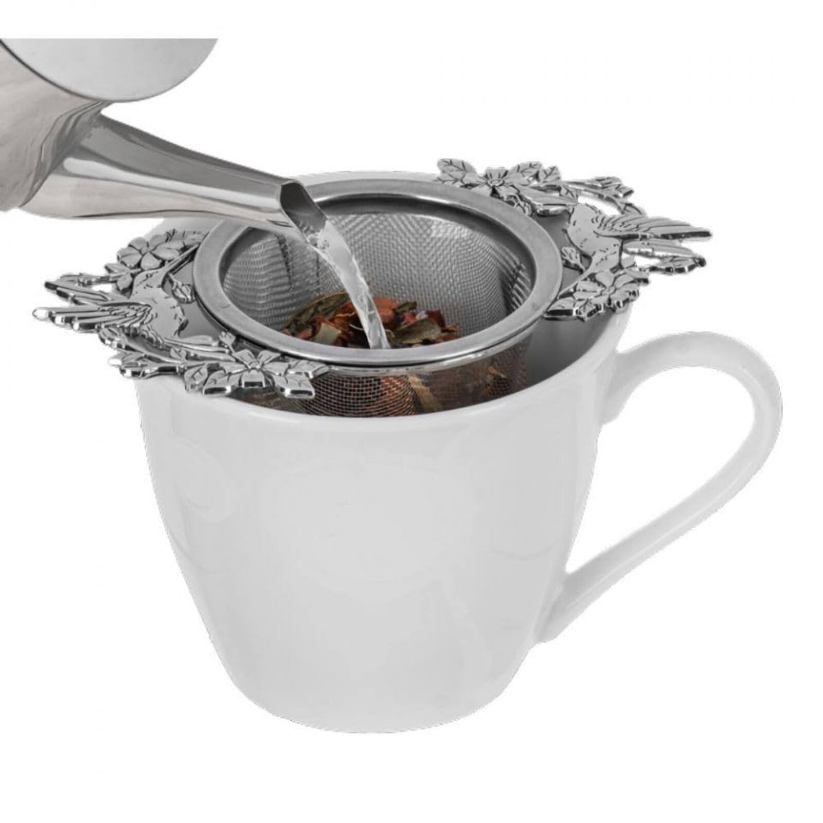 Angle. Ganz - Ganz Honey Bee Honeycomb Zinc Herbal Drink Infuser Steeper Fine Mesh Strainer for Loose Leaf Tea 4.5 x 2.5 In.