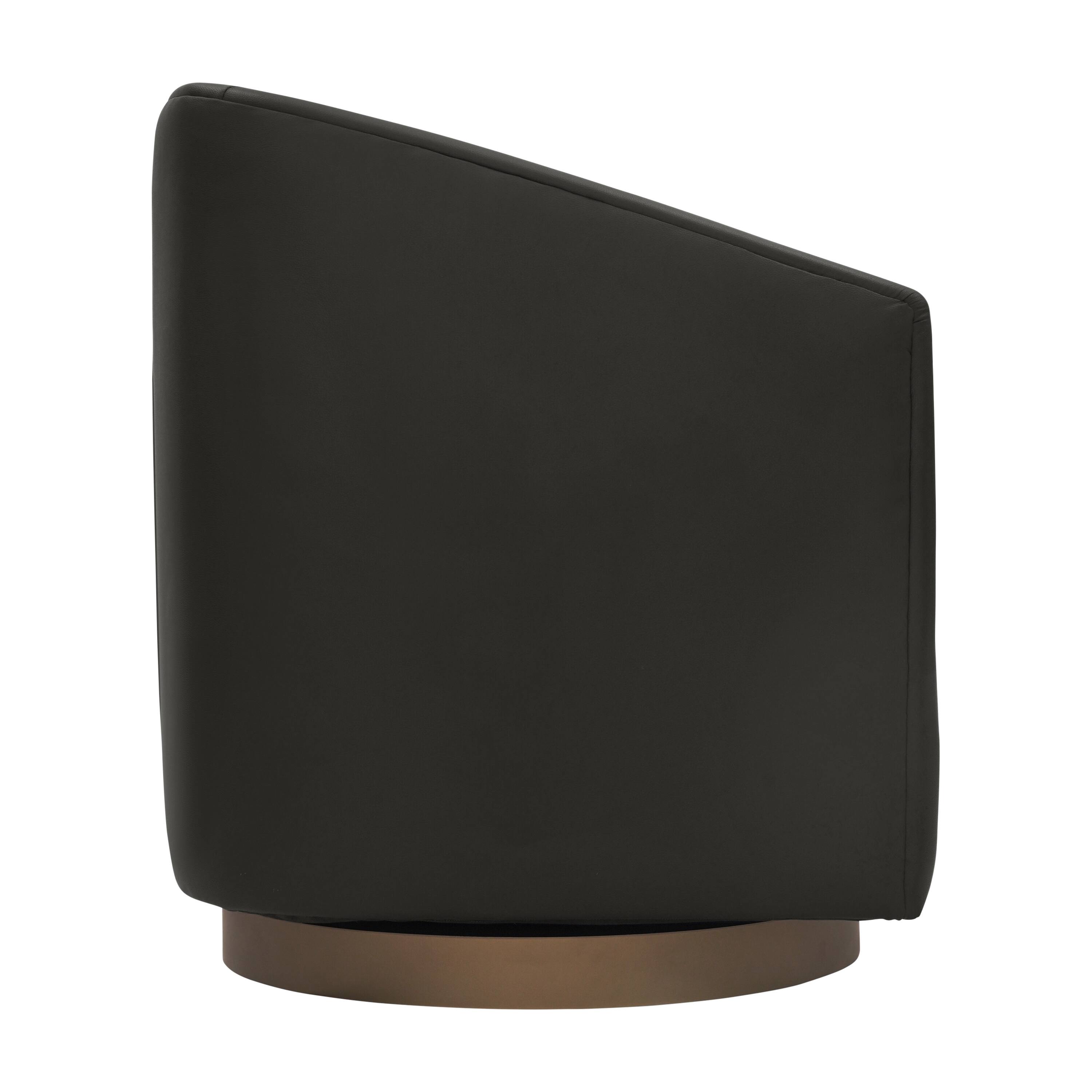 Alt View 5. Emma + Oliver - Della Club Style Barrel Accent Chair with 360 Degree Swivel Base and Sloped Armrests - Black.