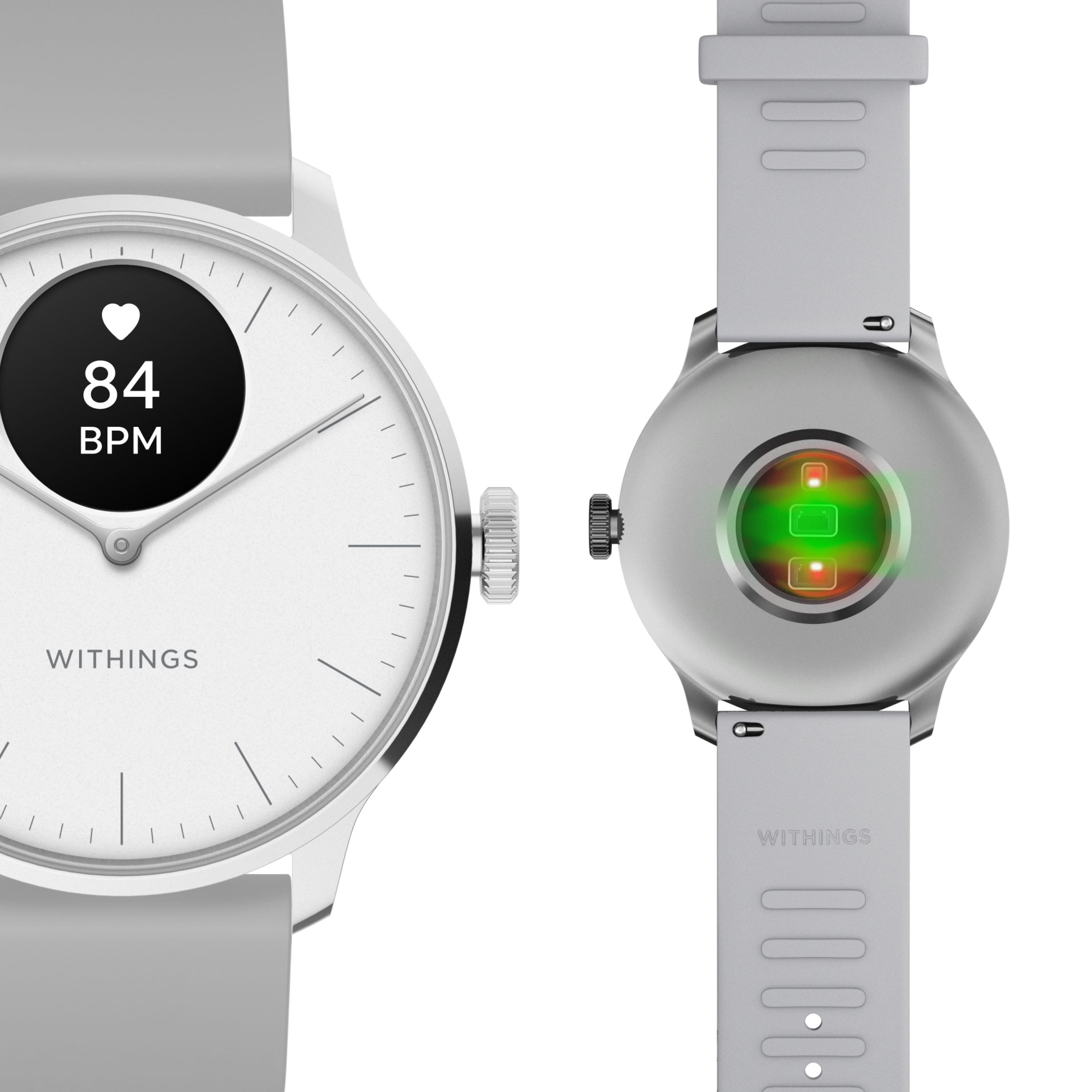 Alt View Zoom 1. Withings - ScanWatch Light - Daily Health Hybrid Smartwatch - 37mm - White/Silver.