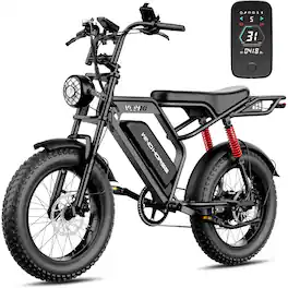 Windhorse - V8 Electric Bike - 750W Motor - 48V 15.6Ah 748.8Wh Removable Battery - 7-speed drivetrain - Full Suspension - Black