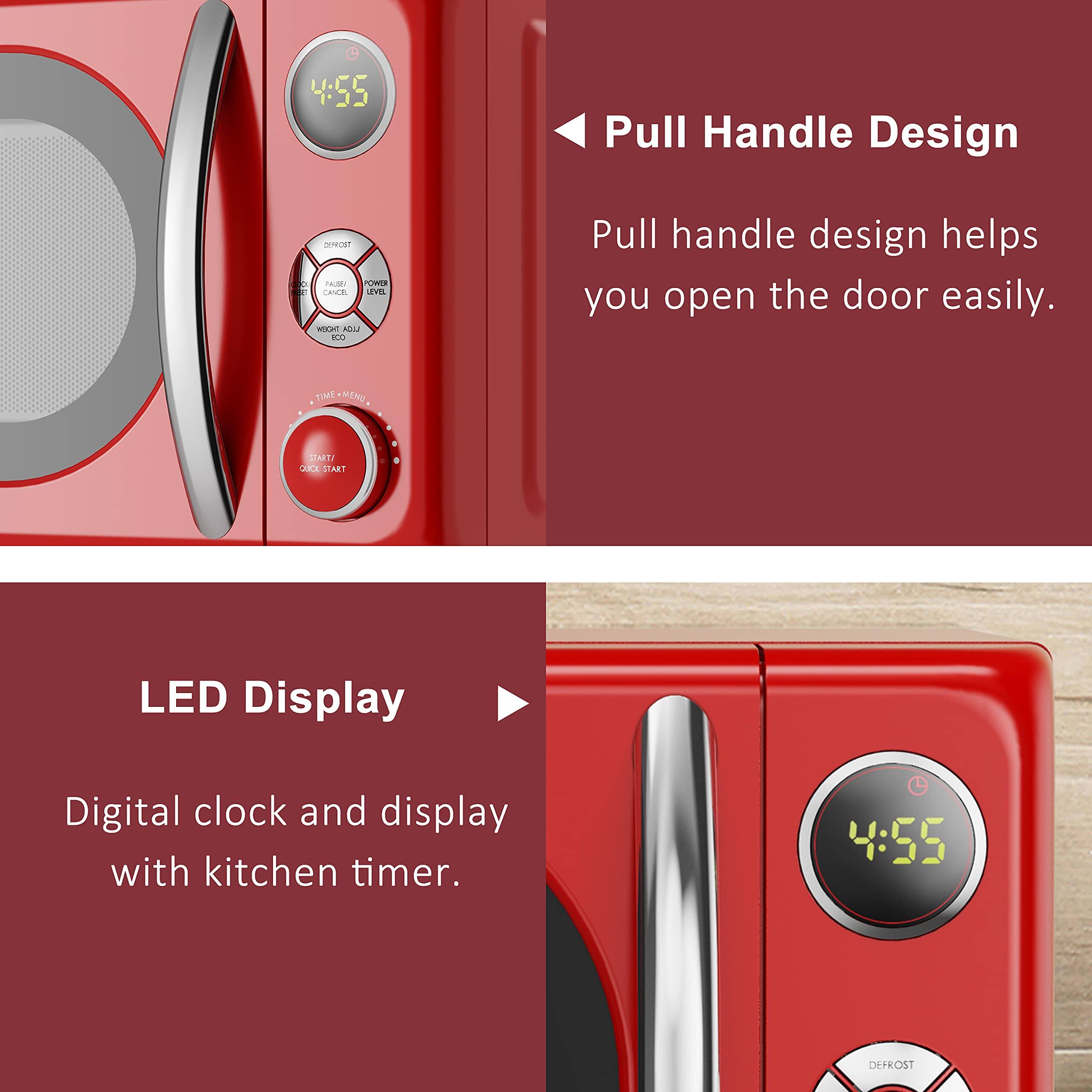 Pull Handle Design  
Pull handle design helps you open the door easily.

LED Display  
Digital clock and display with kitchen timer.