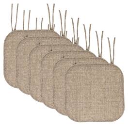 Sweet Home Collection - Aria Memory Foam Non-Slip 16" x 16" Chair Cushion Pad with Ties, 6-Pack - Brown