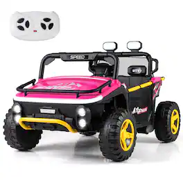 Costway - 24V Ride on Toy for Big Kids 2 Seater Ride on UTV Truck Car with Remote Control - Pink