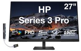 HP - Series 3 Pro 27" FHD IPS Monitor with 5ms Response Time, Anti-Glare, Flicker Free, Displayport, HDMI & DKZ Hub - Black