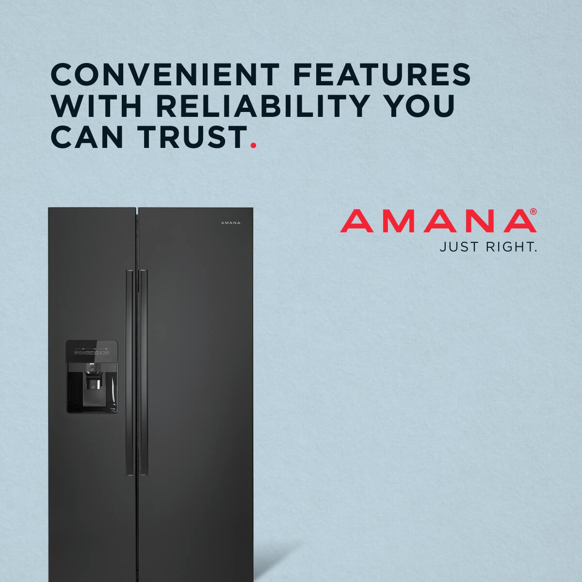 CONVENIENT FEATURES WITH RELIABILITY YOU CAN TRUST.

AMANA
JUST RIGHT.