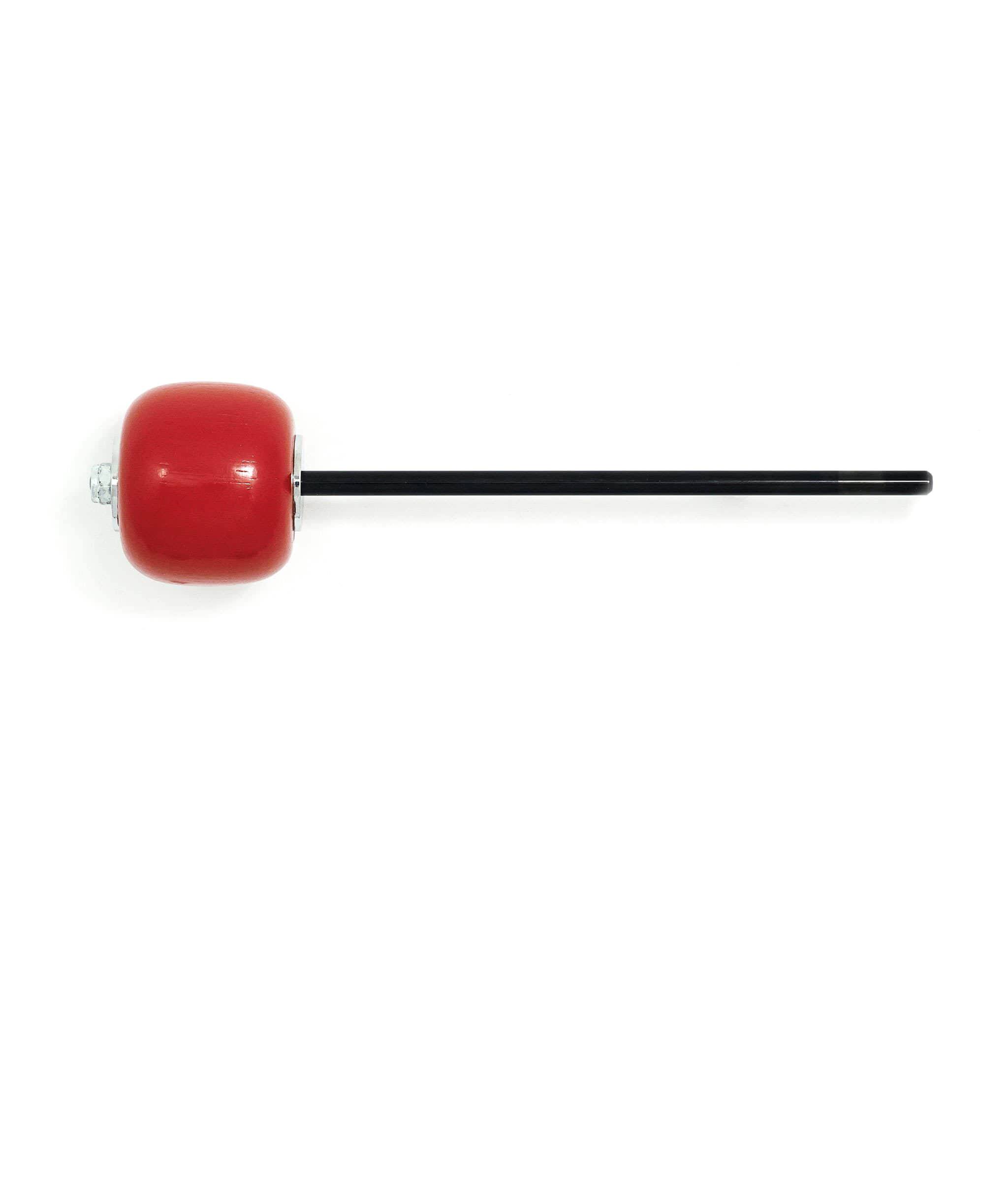 Angle. Gibraltar Hardware - 7" Red Wooden Bass Drum Beater, Bold Impact and Clear Articulation, Durable Hard Wood Head.
