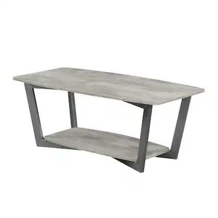 Front. Convenience Concepts - Graystone Coffee Table - Faux Birch/Slate Gray Frame.