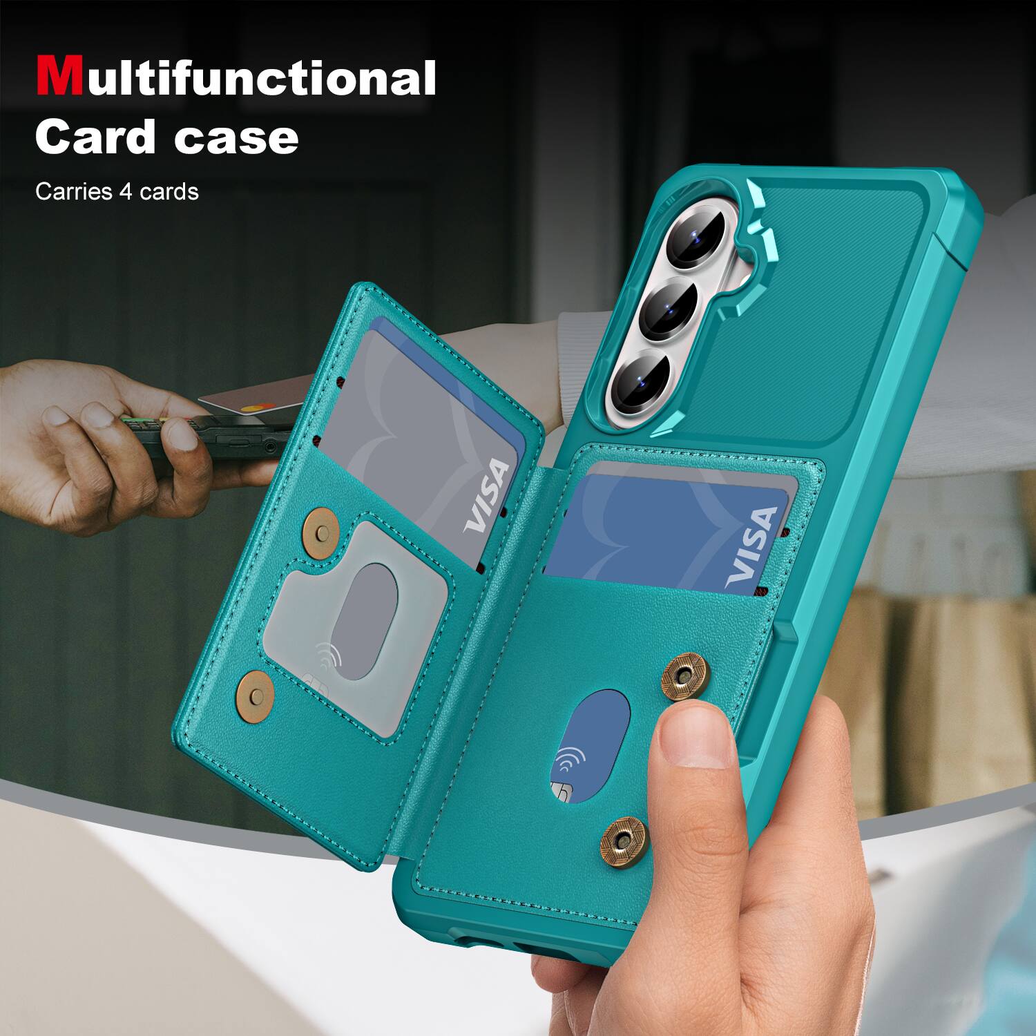 Multifunctional Card case  
Carries 4 cards