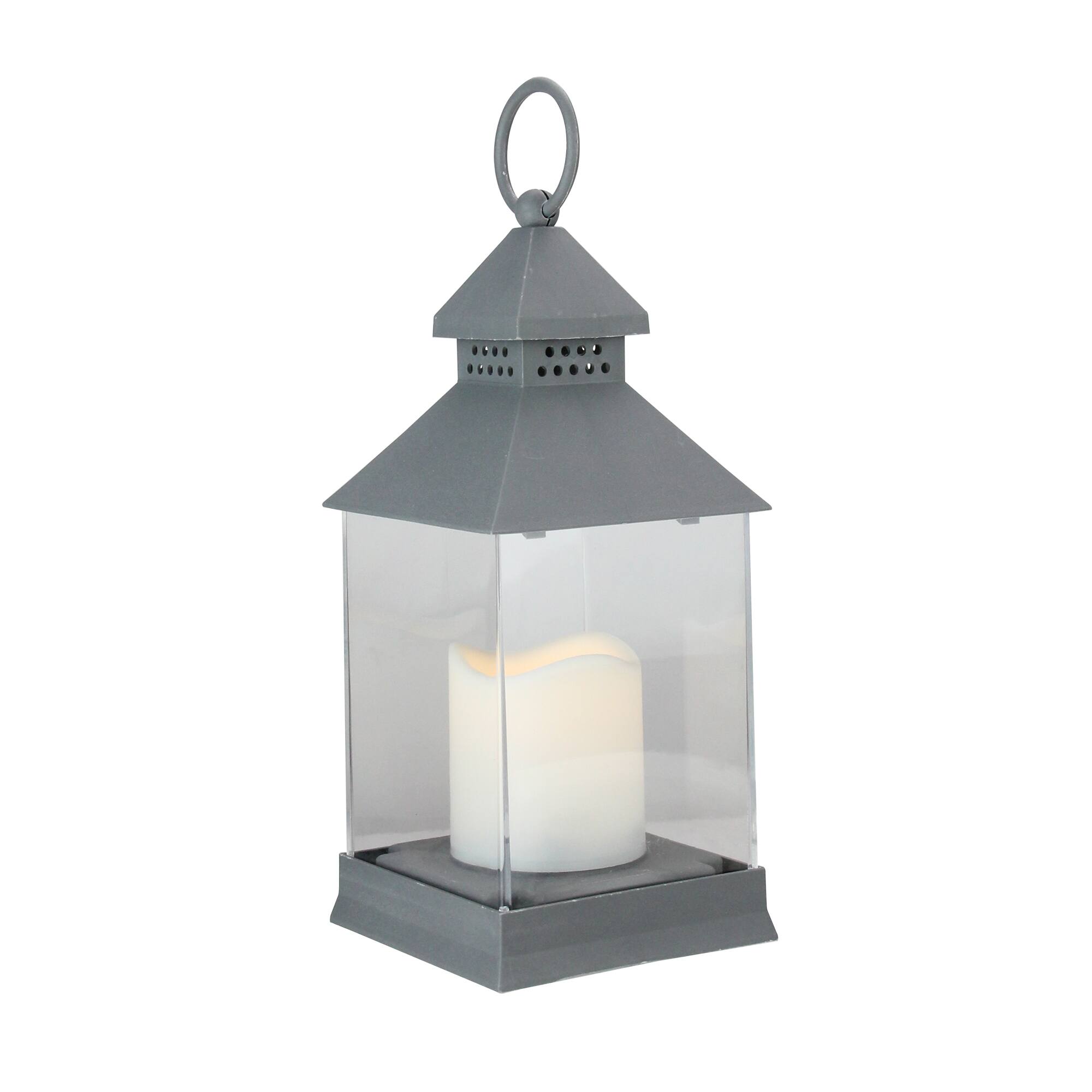Alt View 1. Northlight - Candle Lantern with Flameless LED Candle Decor - 9.5" - Gray - Gray.