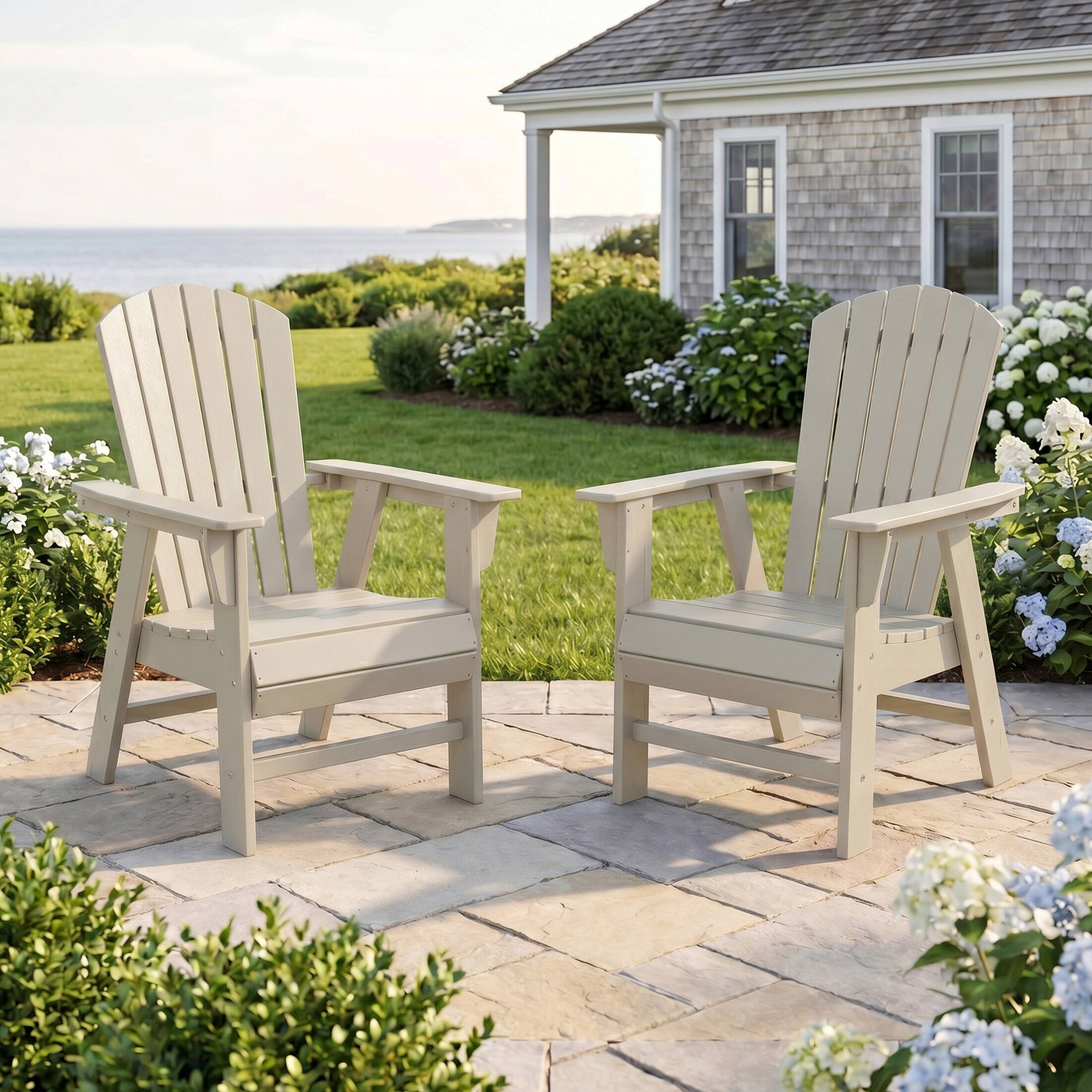 Angle. WestinTrends - WestinTrends Dylan  HDPE Seashell Upright Adirondack Chair (Set of 2) - Sand.
