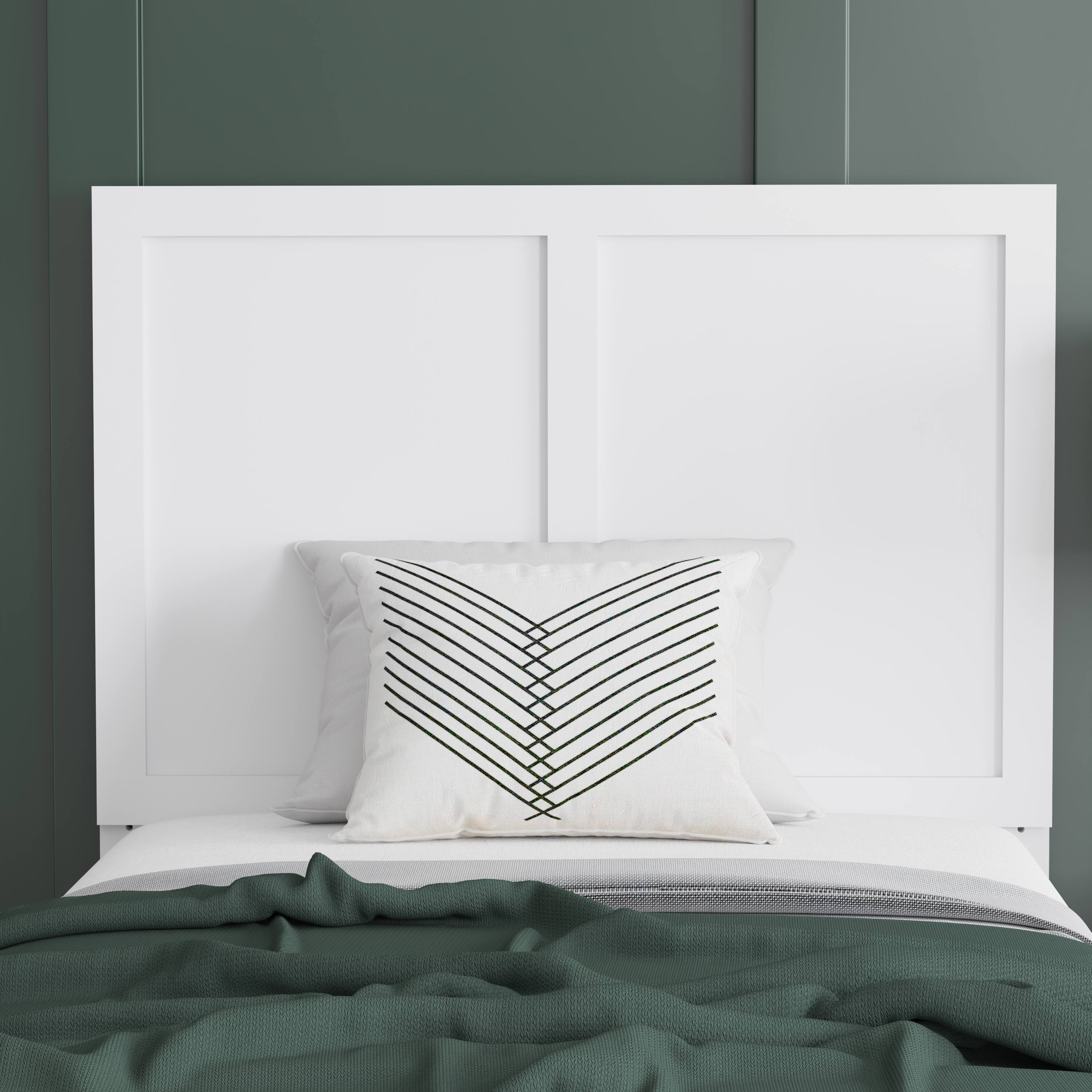 Alt View 3. Emma + Oliver - Omar Paneled Wooden Adjustable Headboard Only - White.