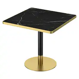 Loheer - 31.5 inch Square Dining Table with Sintered Stone Tabletop, Black and Gold - Black/Gold