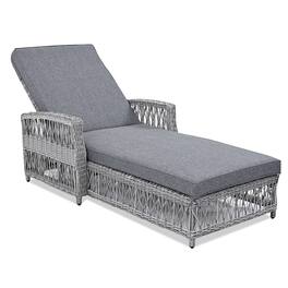 Mondawe - Wicker Long Reclining Chaise Patio Adjustable Recliner with Soft Removable Cushions - Gray