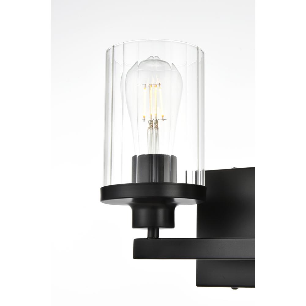Angle. Living District - Saanvi 2 light Black and Clear Bath Sconce - Black And Clear.