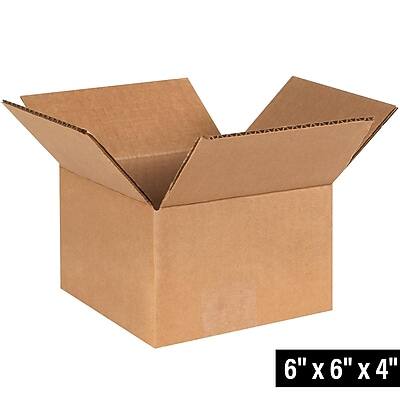 Alt View 1. The Packaging Wholesalers - 6" x 6" x 4" Shipping Boxes, 32 ECT, 25/Bundle (664) - Kraft.