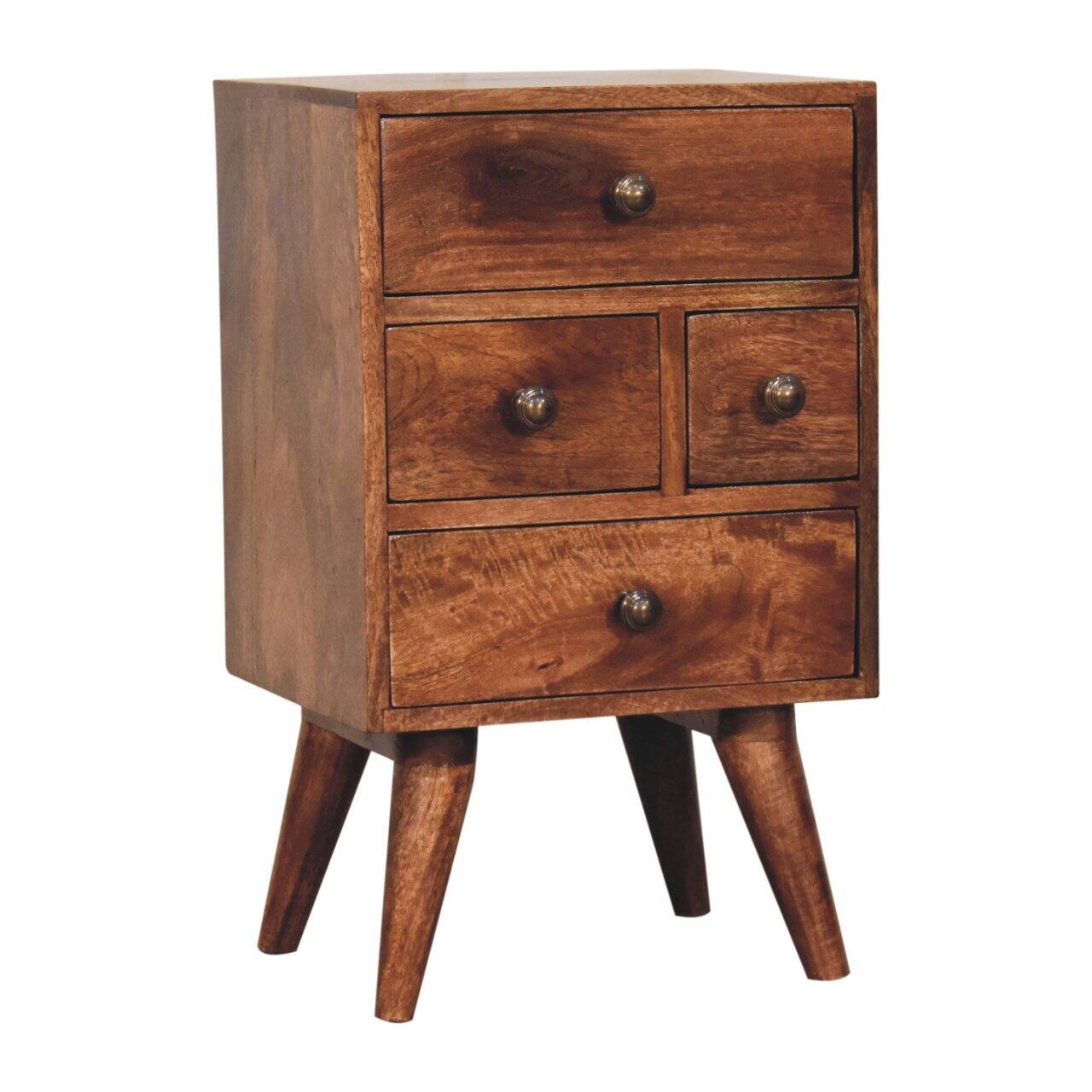 Angle. Artisan Furniture - Artisan Furniture Solid WoodHoney Caramel Nordic Style 4 Drawer Multi Bedside - Brown.