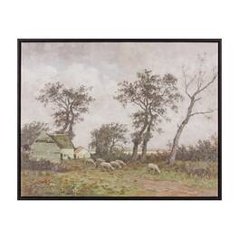 BreeBe - Framed Farm Canvas Wall Art 28"L - White, Green, Brown