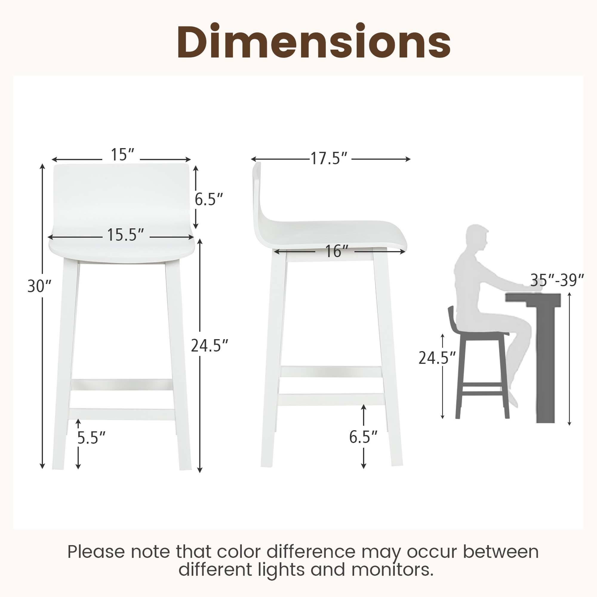 Dimensions: 15" 17.5" 6.5" 15.5" 16" 30" 35"-39" 24.5" 24.5" 5.5" 6.5". Please note that color difference may occur between different lights and monitors.