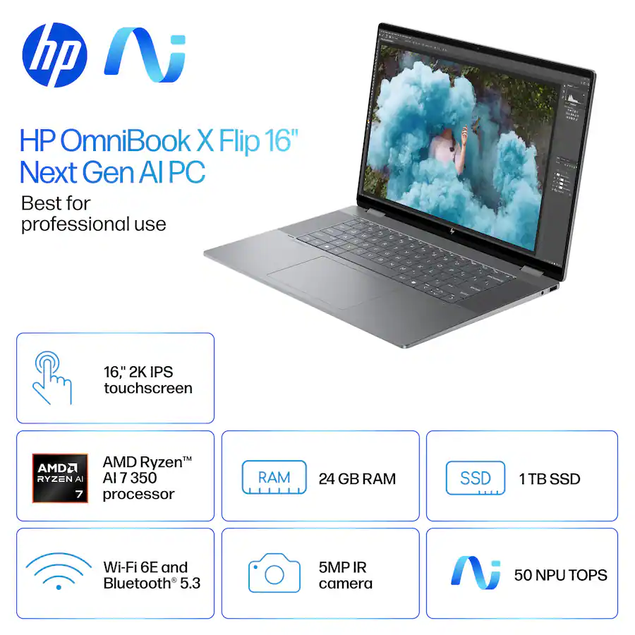 HP OmniBook X Flip 2 in 1 Copilot+ PC 16