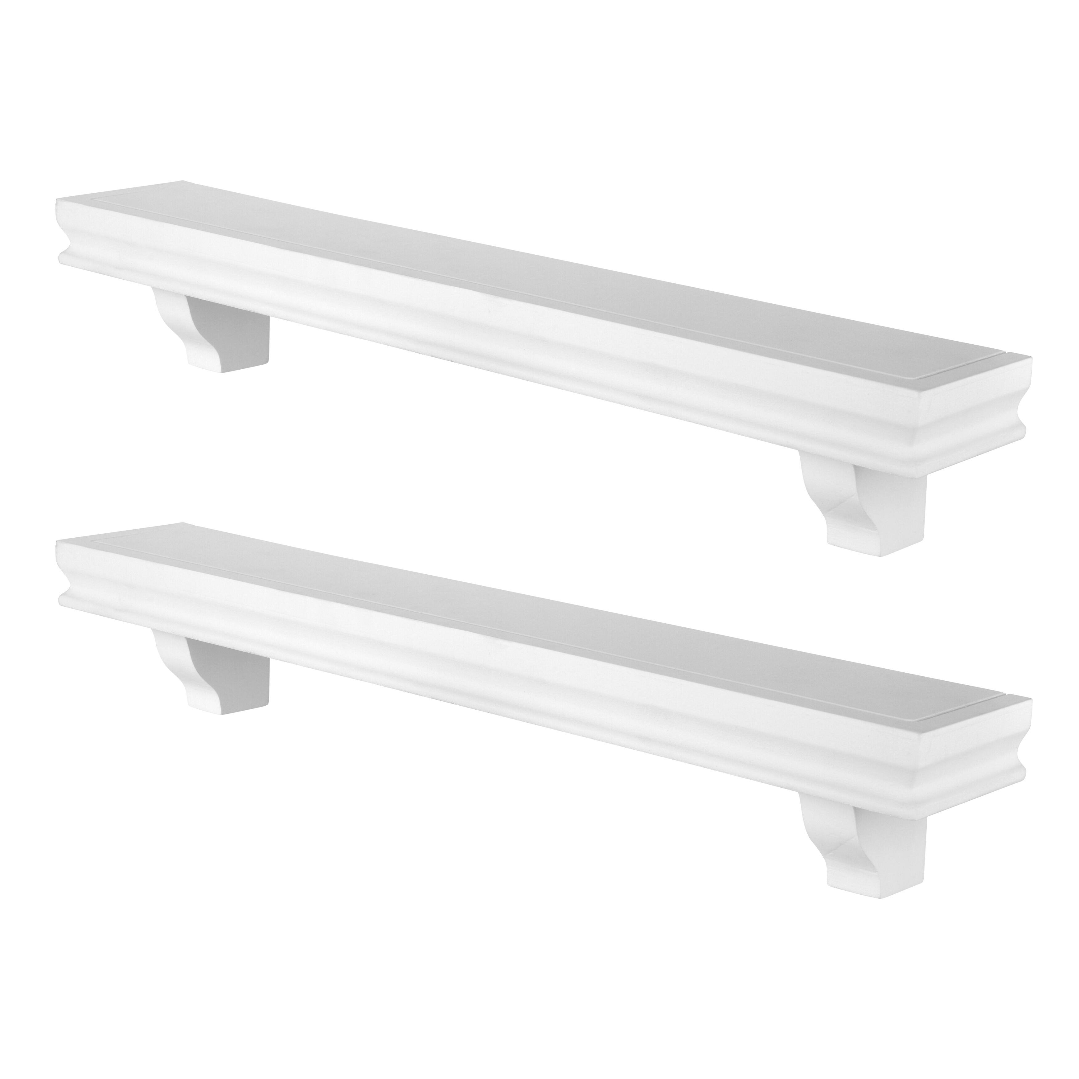 Front. Danya B - 24" Wall Display Ledge Shelves – (Set of 2) - White - White.