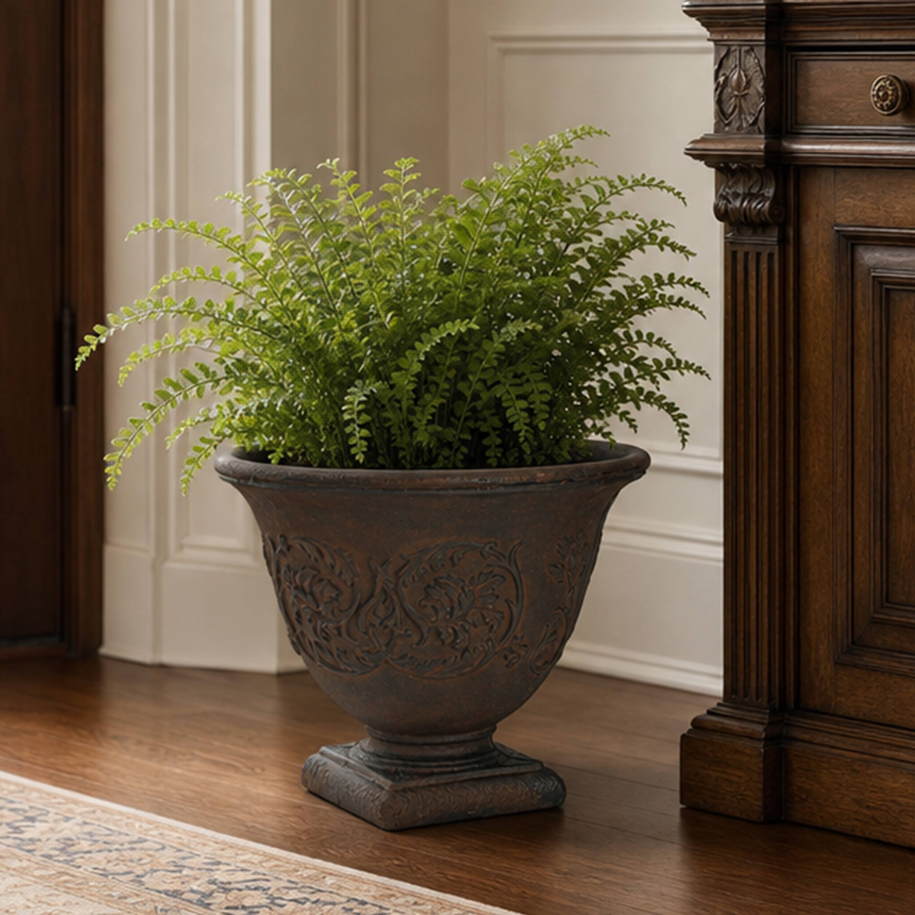 Alt View 10. Sunnydaze - 16 in Darcy Polyresin Planter - Set of 2 - Rust.